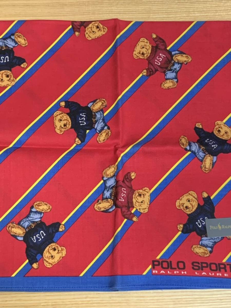 デッドストック 未使用品 90s POLO SPORT ポロベア Polo Bear バンダナ ハンカチ ビンテージ