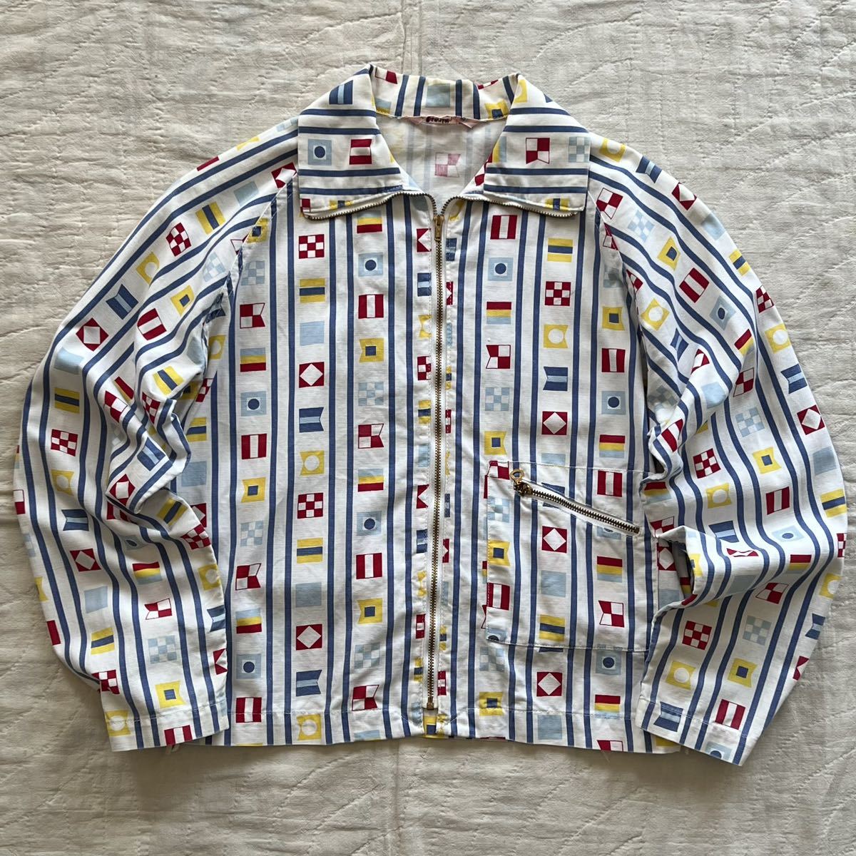50s 60s BLUE BELL 総柄 コットンジャケット TALON GRIPPER ZIPPER USA