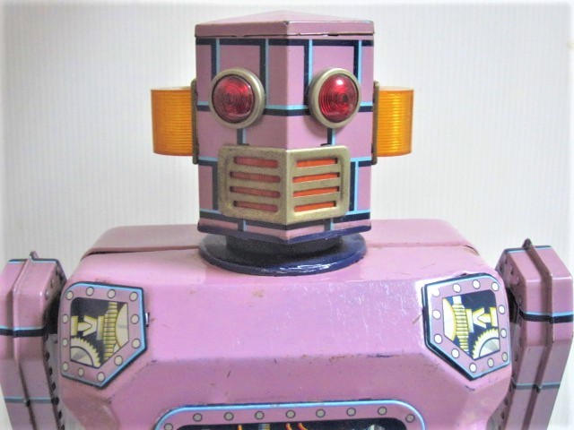 1950 period Masudaya made tin plate non Stop lavender robot electric mileage 