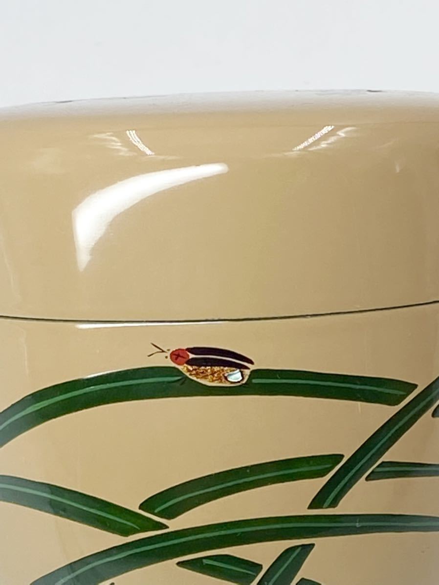 茶道具】 【山下泰園】早苗蛍 白棗 螺鈿 桐共箱 紙外箱 茶入 茶道具】 【山下泰園】早苗蛍 白棗 螺鈿 桐共箱 紙外箱 茶入