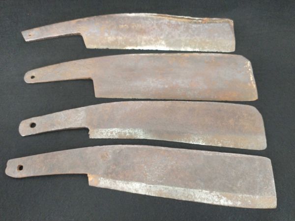 土佐】【重久】銘入り 4本セット ナタ 刃のみ まとめ売り 鉈 レトロ