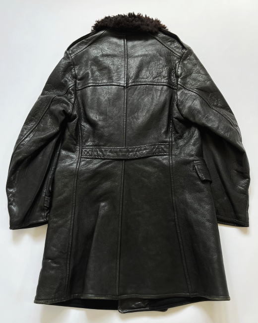  Sweden army leather coat Size 1 Vintage 40s 30s 50s off .sa- collar boa M1909 car coat WW2 Horse Hyde 