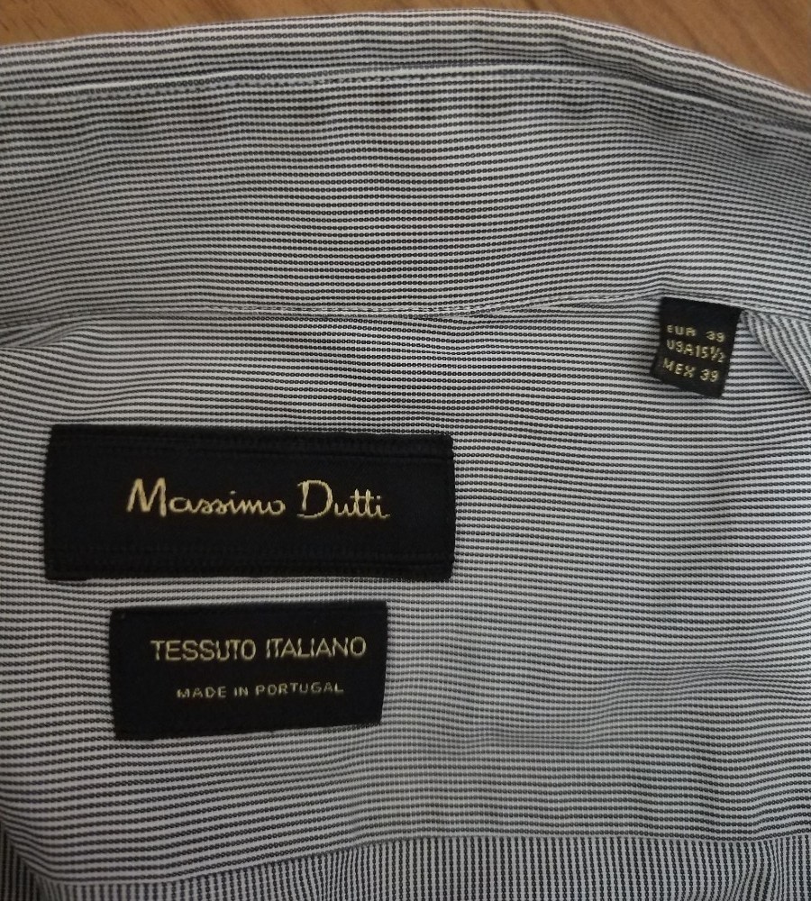 Massimo Dutti マッシモドゥティ　長袖シャツ　グレー　細めのストライプ　スリムタイプ