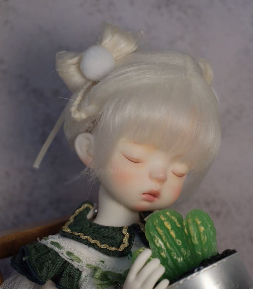 ドール ウィッグ BJD 人形 1/4 MSD 編み込み クリーム_画像1