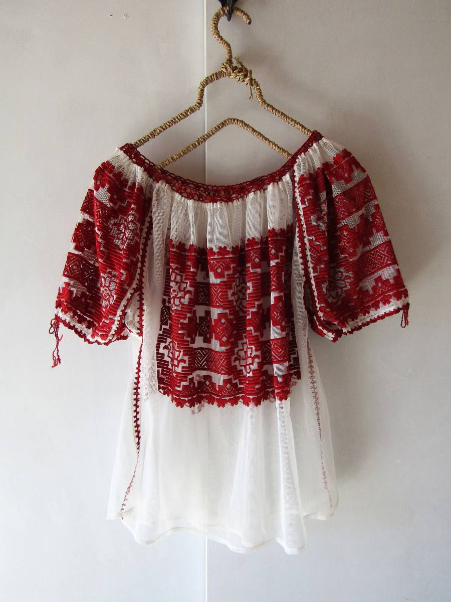 売切り特価 民族衣装 ヨーロッパ手刺繍ブラウス ハンドメイド