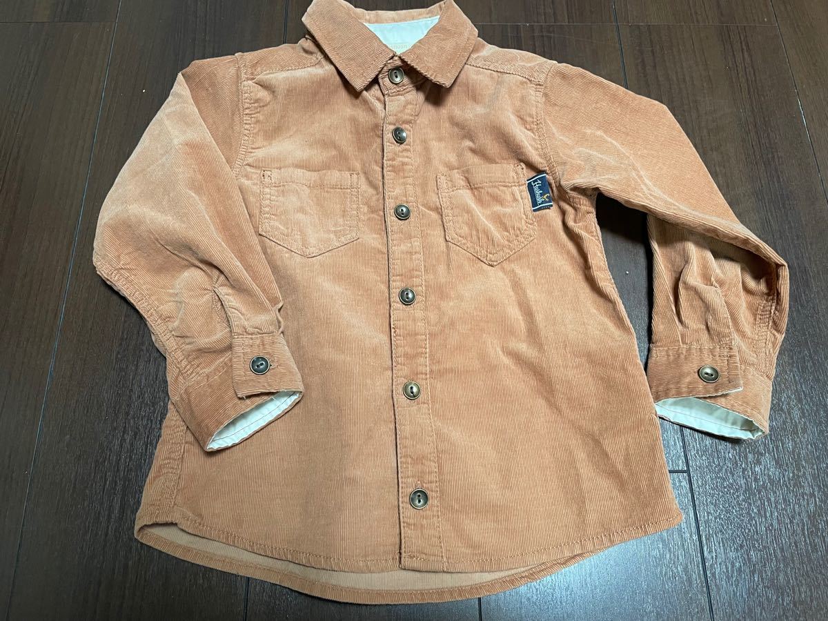HusHush 男の子　女の子　110 シャツ　新品未使用品　ブラウン系　長袖シャツ