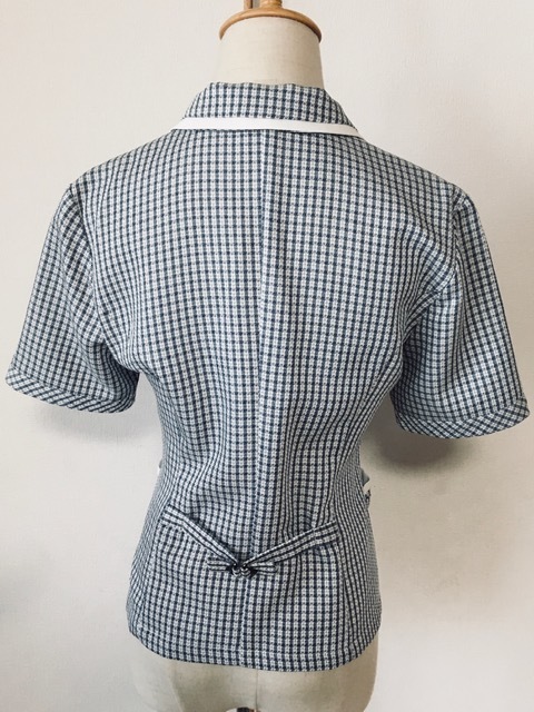 ※Bランク※【中古】en joie_9号オーバーブラウス（チェック）型番不明/アンジョア/かわいいOL会社制服/おしゃれ事務服_画像3