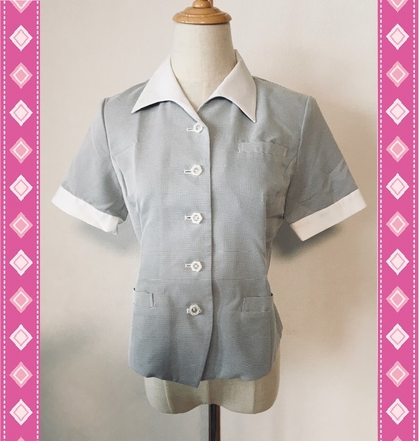 ※Bランク※【中古】FOLK_7号_オーバーブラウス/FB7068/半袖シャツ/フォーク/かわいいOL会社制服/おしゃれ事務服