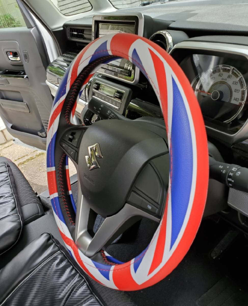  England national flag steering wheel cover [ red blue ] steering wheel cover [ car ] Union Jack good-looking 