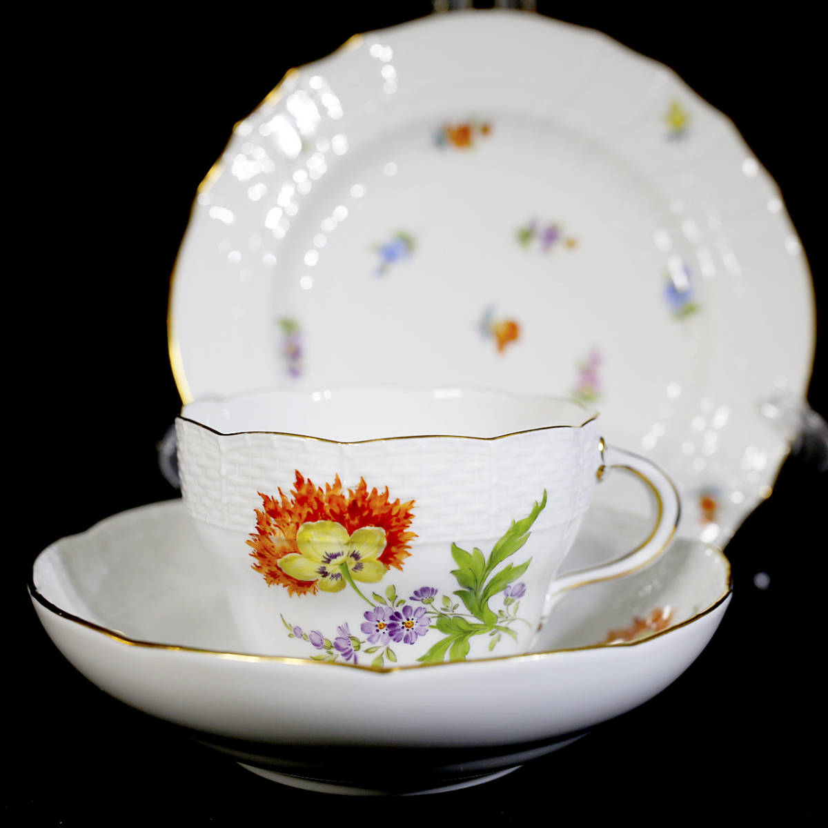 極美品 トリオ 1級 】マイセン ケシの花 カップ&ソーサー プレート
