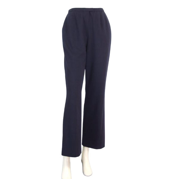  beautiful goods / Leilian Leilian long pants inscription 11 number L corresponding navy blue navy thin simple easy wool wool made in Japan spring summer bottoms lady's 