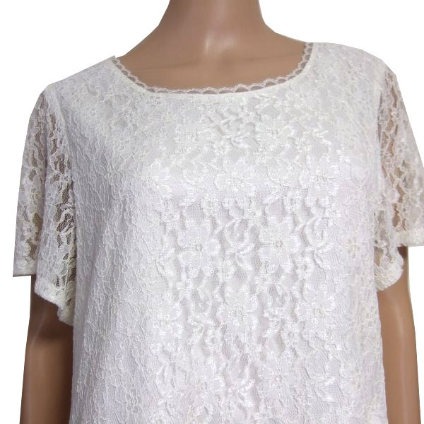  as good as new / Aylesbury Aylesbury cut and sewn large size inscription LL 13 number corresponding white white total race floral print short sleeves spring summer tops lady's 