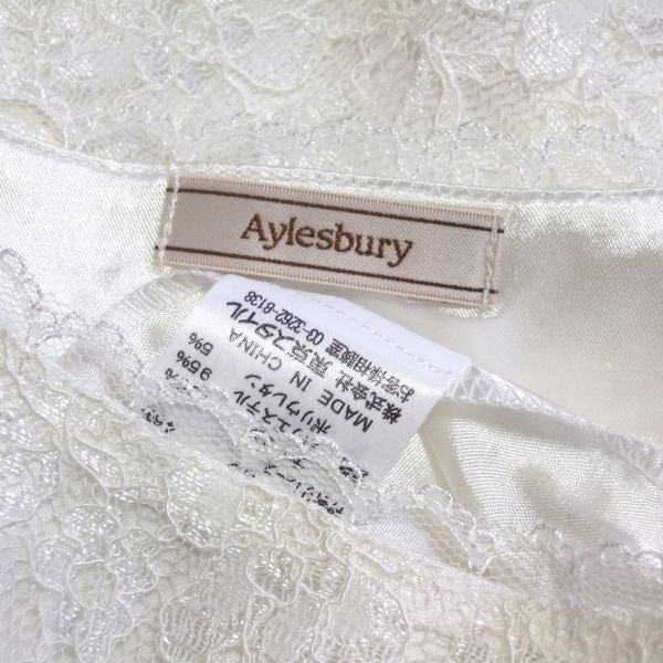  as good as new / Aylesbury Aylesbury cut and sewn large size inscription LL 13 number corresponding white white total race floral print short sleeves spring summer tops lady's 