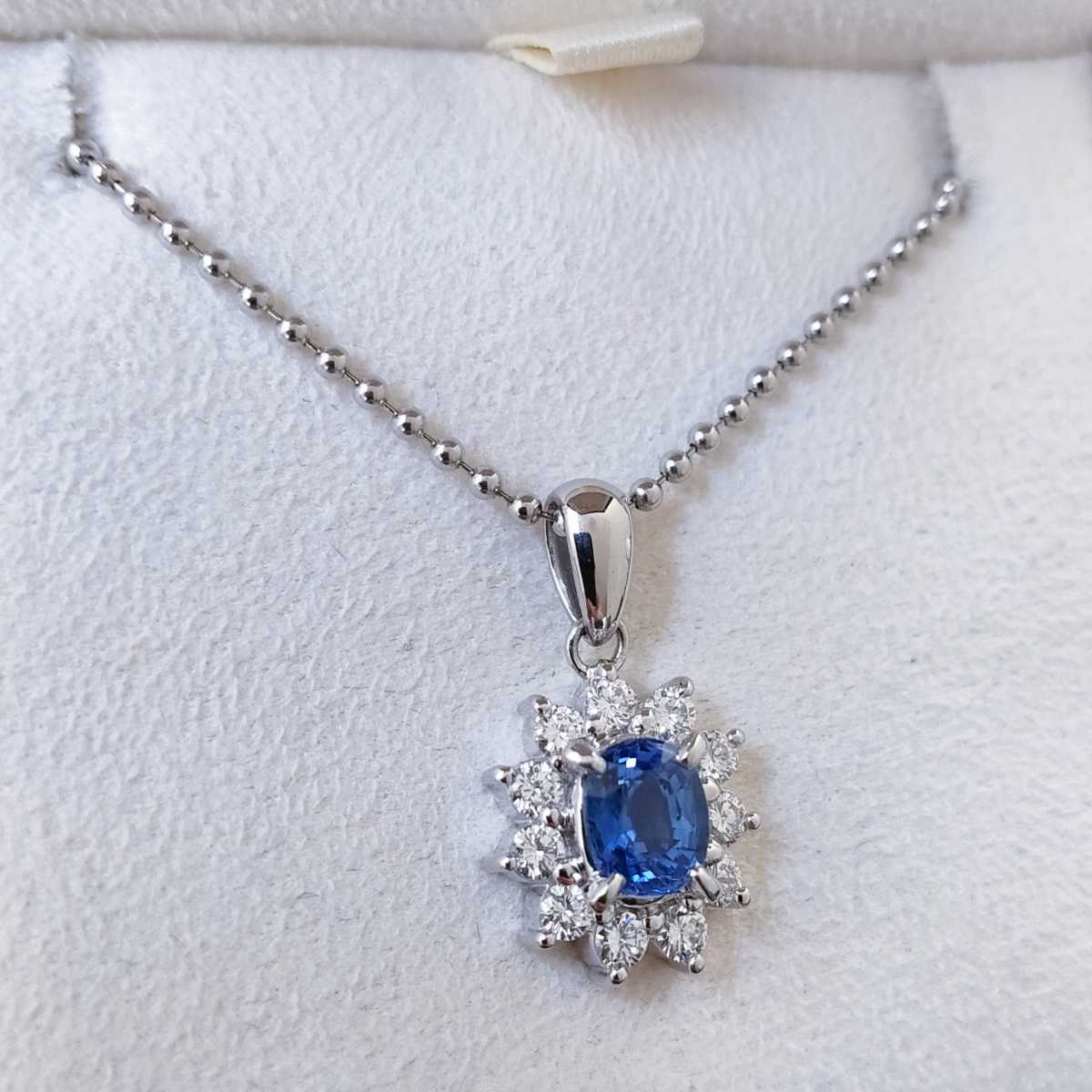 経典 Pt プラチナ 天然サファイア ダイヤモンド プチネックレス Used