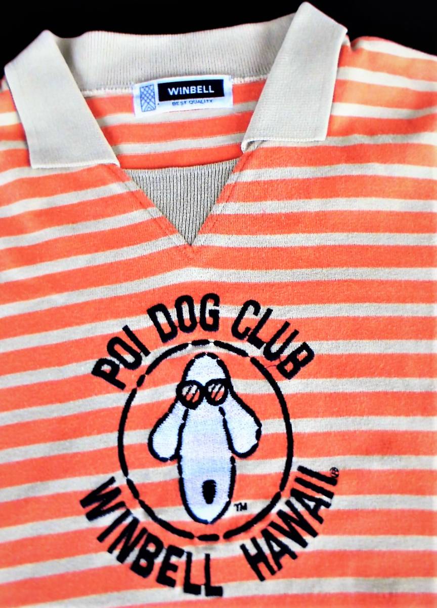 【即決 送料無料】POI DOG CLUB WINBELL HAWAIIポイドッグクラブ ハワイ ロゴ多数  コットン半袖ポロシャツ/メンズLオレンジボーダー