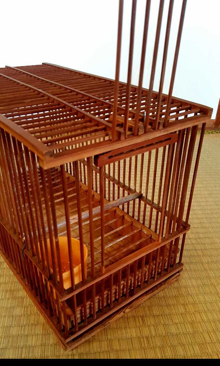 65%OFF【送料無料】 大正昭和期当時物】木箱付めじろ籠等竹鳥籠竹製鳥かご昭和レトロ 木工、竹工芸