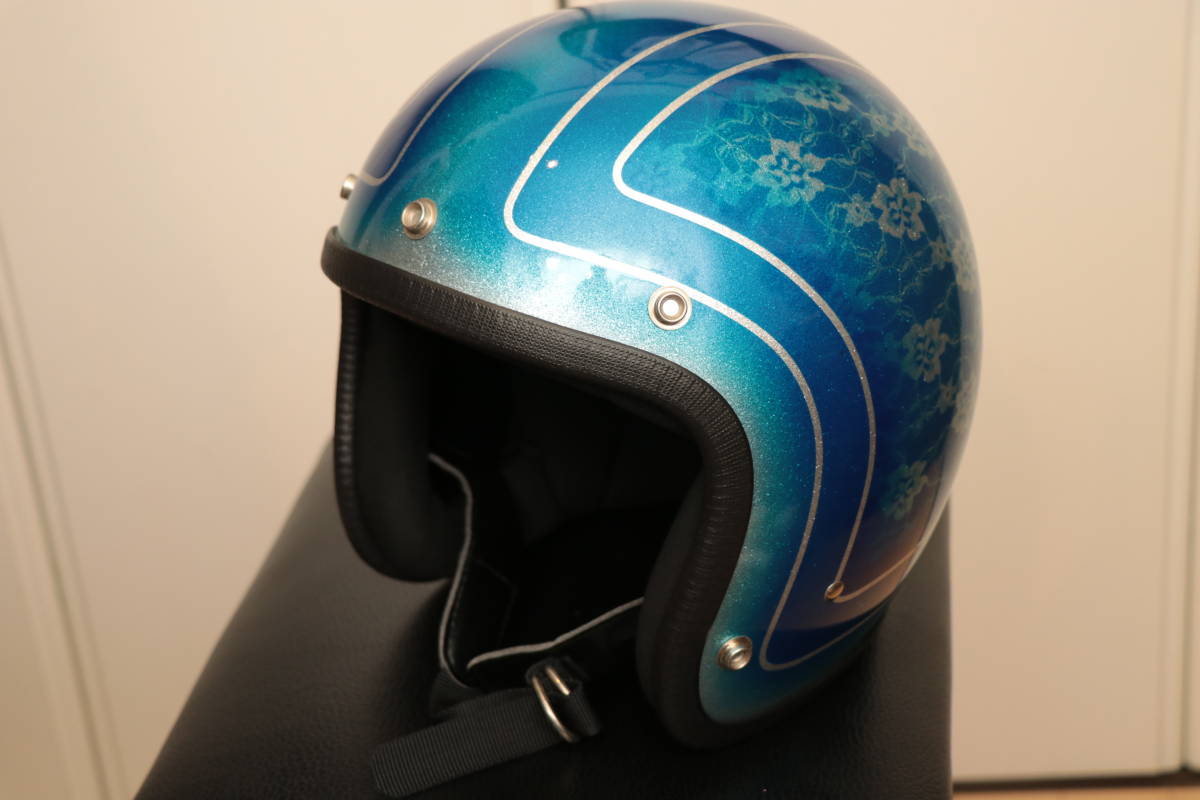 立花 SHM ジェットヘルメット GT ブルーフレーク塗装 美品 ロング