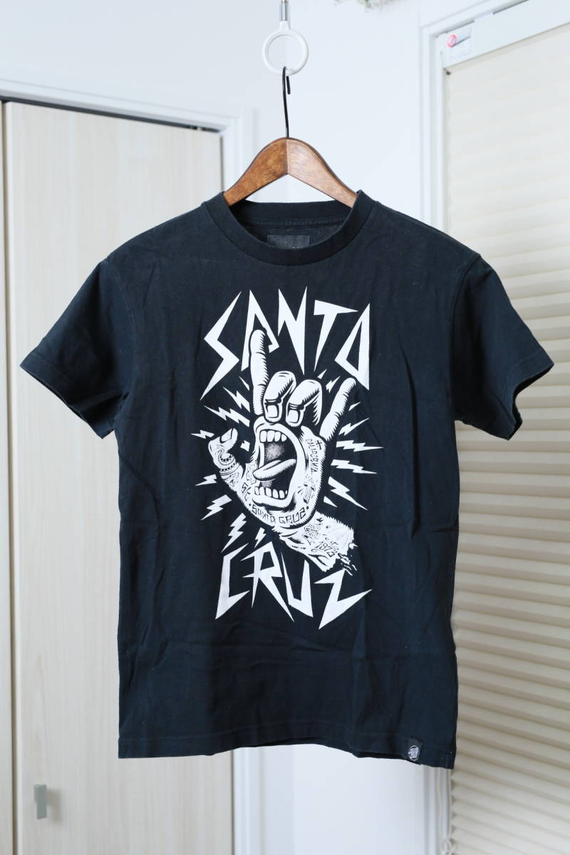 ★SANTA CRUZサンタクルーズ スクリーミングハンドプリント半袖Tシャツ　　古着ユーズド男性メンズS黒ブラックトップススケボーウエア服_画像1