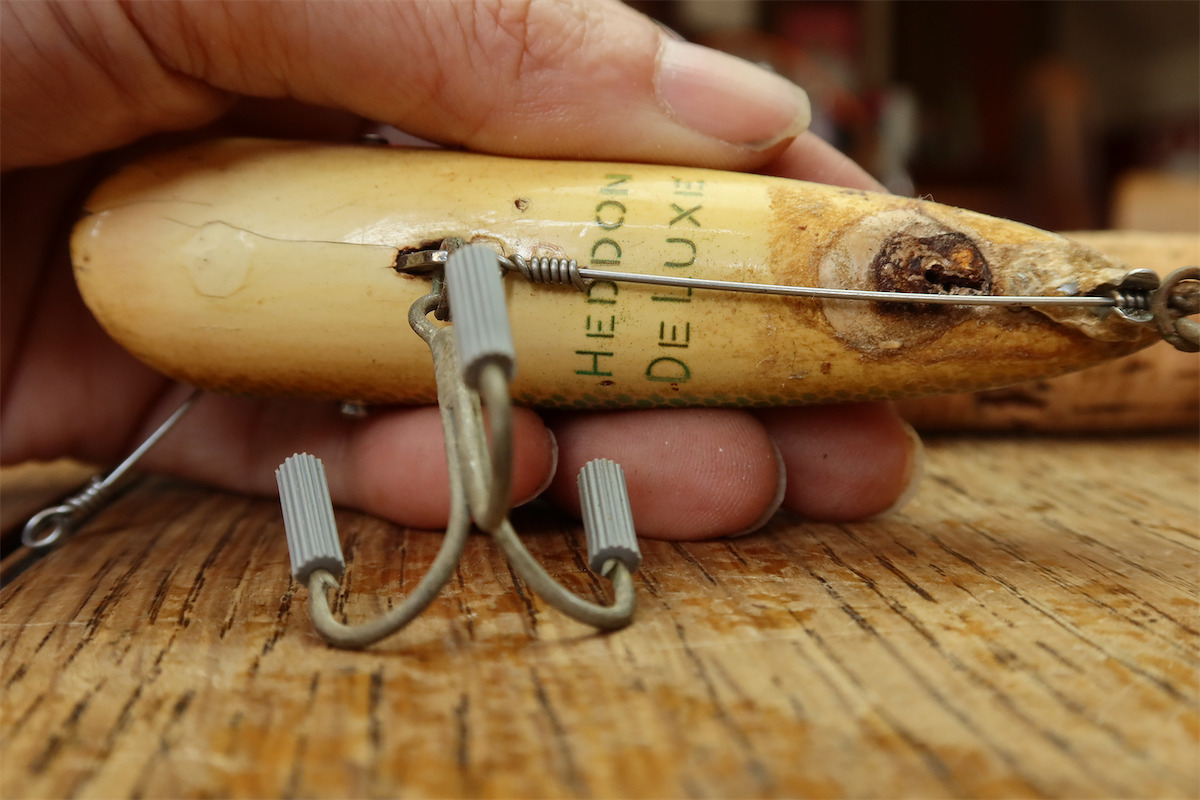 1930年代頃 WOOD HEDDON DELUXE BASSER GE L リグ グラスアイ 1930年代頃 WOOD HEDDON DELUXE BASSER GE L リグ グラスアイ