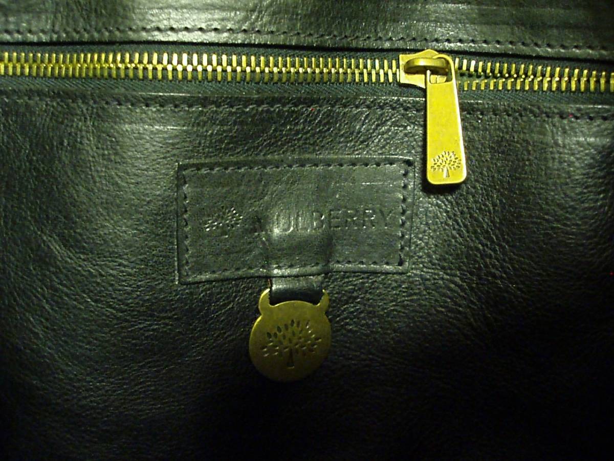 *MULBERRY maru Berry leather Boston bag England made Britain made black original leather 