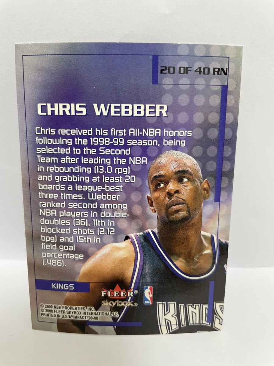 NBAカード　クリス・ウェバー　CHRIS WEBBER REWIND’99 All-NBA Second Team FLEER SKYBOX IMPACT’99-‘00【20of40 RN】