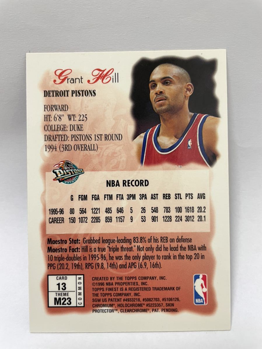 NBAカード　グラント・ヒル　GRANT HILL TOPPS Maestros FINEST TOPPS FINEST PROTECTOR PEEL AND REMOVE COATING 【ピストンズ時代】_画像3