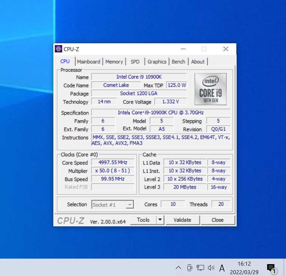 CPU Intel Core i9 10900K 3.7GHz 10コア20スレッド PCパーツ インテル