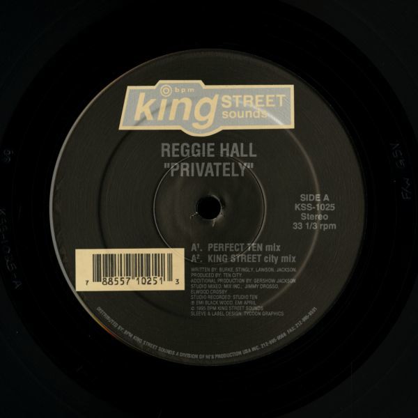 試聴 Reggie Hall - Privately [12inch] King Street Sounds US 1995 House_画像1