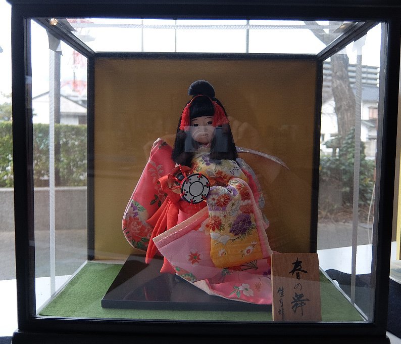 人形ケース 間口30×奥行24×高さ45ｃｍ（ケース内寸）ケヤキ塗り ガラスケース 木製戸付 博多人形 日本人形