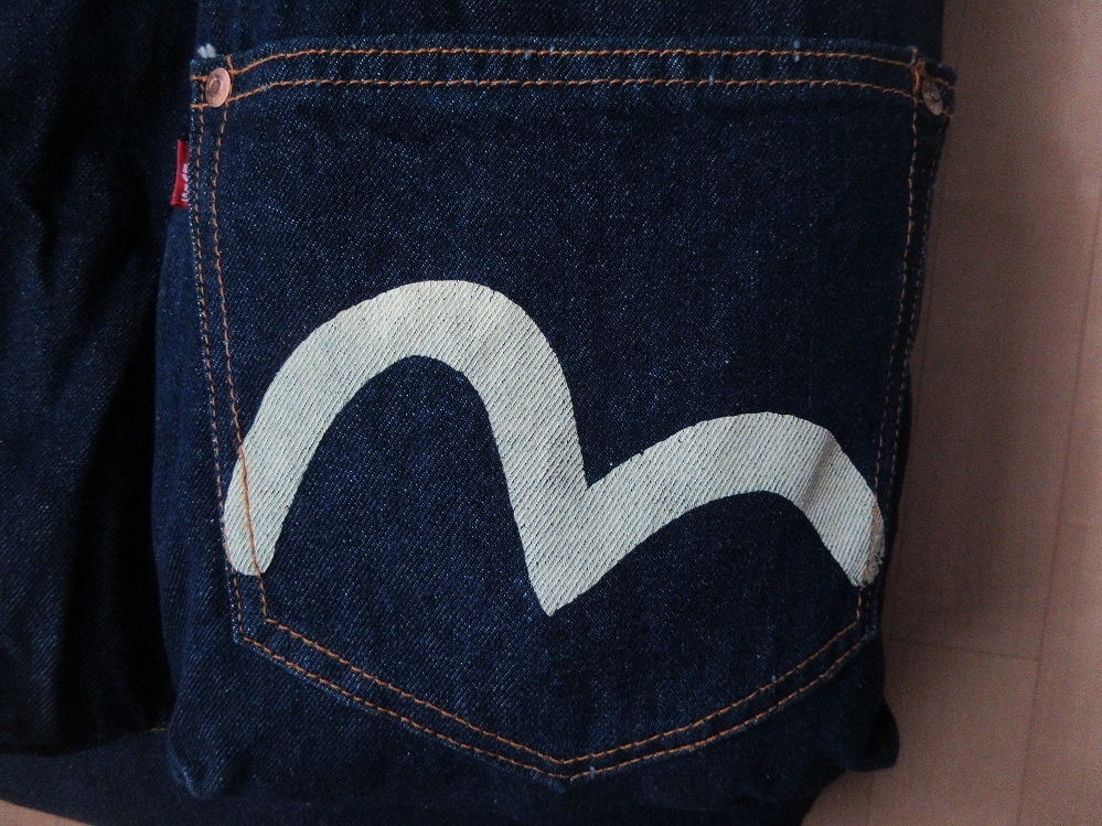90's 日本製 EVISU 初期 EVIS 片面 赤タブ ハウスマーク デニム ヘルメット バッグ インディゴ エヴィス ジーンズ エビス 鞄 レプリカ 復刻_画像3
