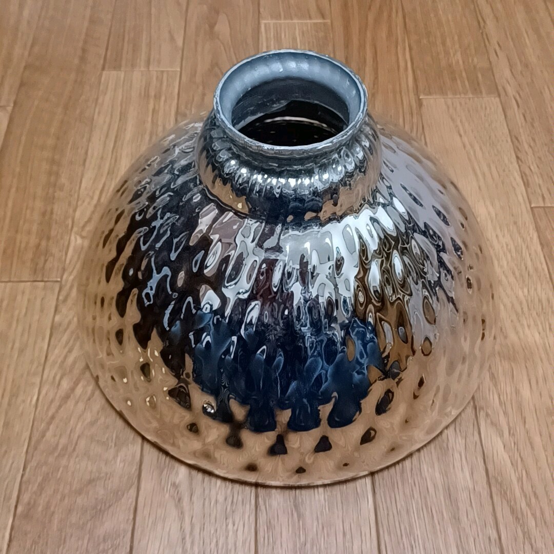 美品 マーキュリー グラス ランプ シェード シルバー 25 4