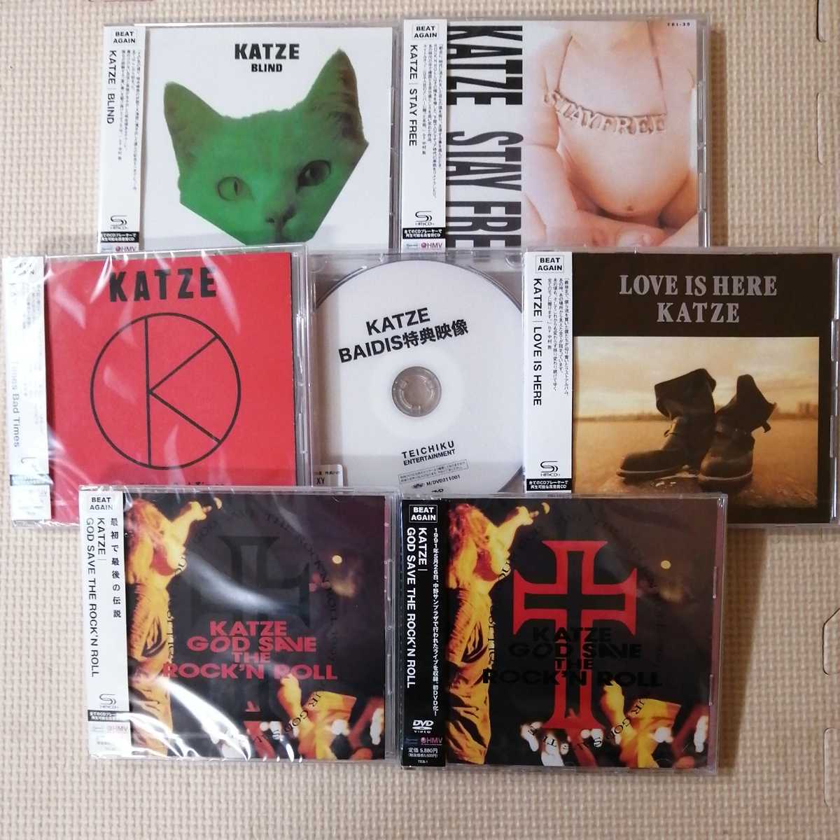 完売品 新品未開封 限定盤「KATZE 6枚セット＋特典DVD」BLIND STAY FREE LOVE IS HERE Good Time Bad Times GOD SAVE THE ROCK'N ROLL CD_画像1