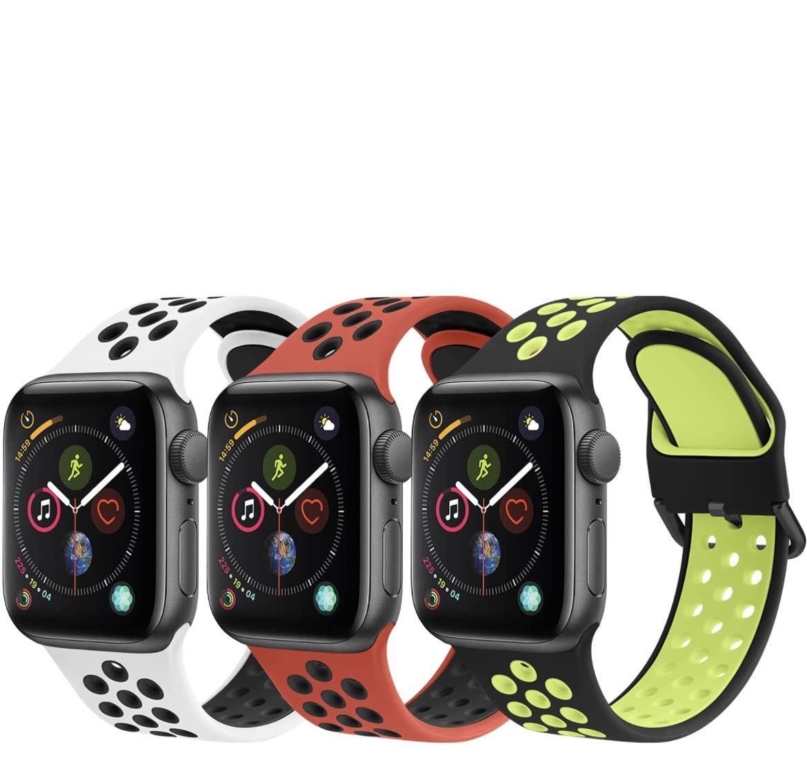 Apple Watch バンド, スポーツシリコンアップルウォッチバンド 38/40/41mm 柔らかいシリコン　3本セール