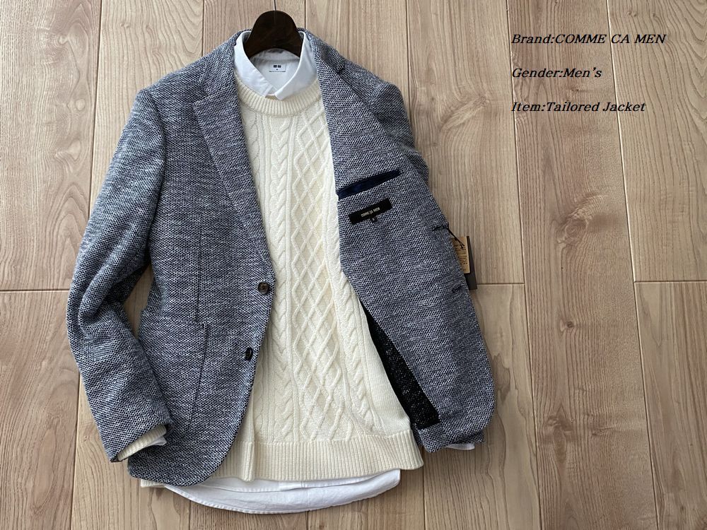 新品 COMME CA MEN コムサメン ニュージャージージャケット 04グレー S
