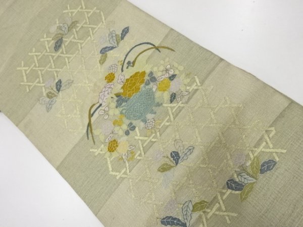 ♪IDnet即決♪ すくい織花器に牡丹・草花模様織出し夏用袋帯