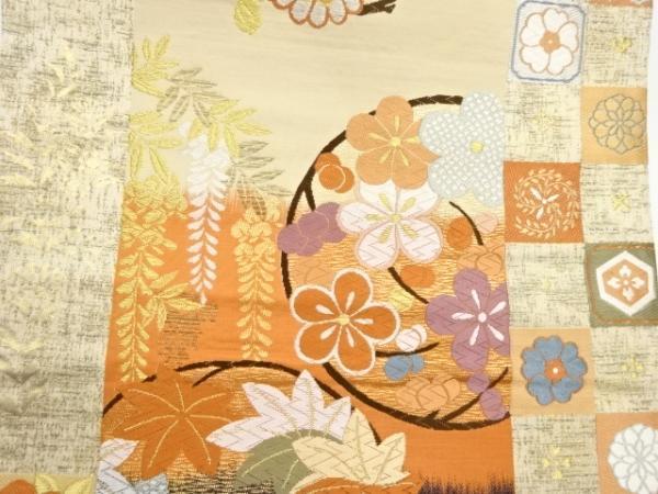♪IDnet即決♪ 市松に花丸文様織出し袋帯 | centraldoepirs.com.br