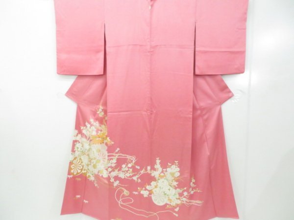 ♪IDnet即決♪ 付下げ 金彩 金銀糸 刺繍 豪華花車文 紗綾形地紋 一つ紋