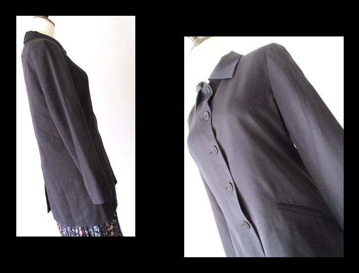 [044-240]agnisb. Agnes B * black long jacket / made in Japan size 1