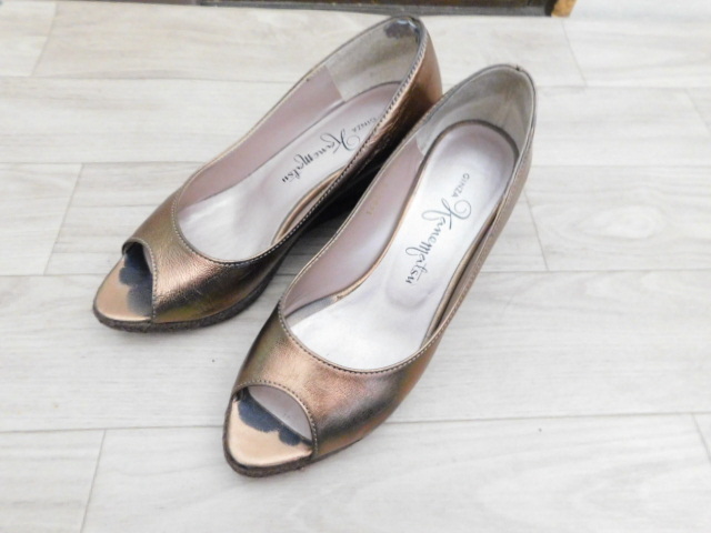 MA Ginza Kanematsu Brown Gold кожа туфли-лодочки Wedge подошва размер 22.5. женский 