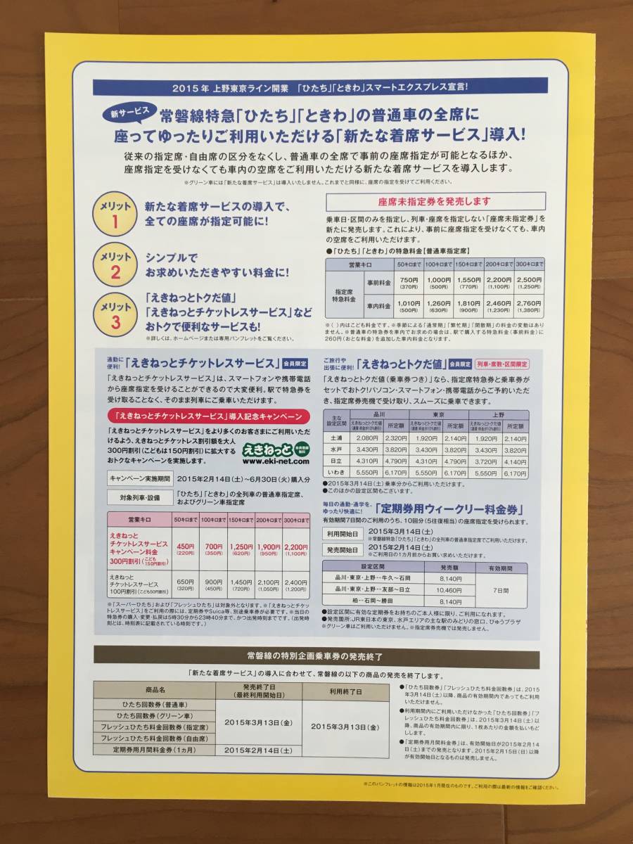 JR東日本 2015年3月 上野東京ライン開業 パンフ 1枚 1セット_画像3