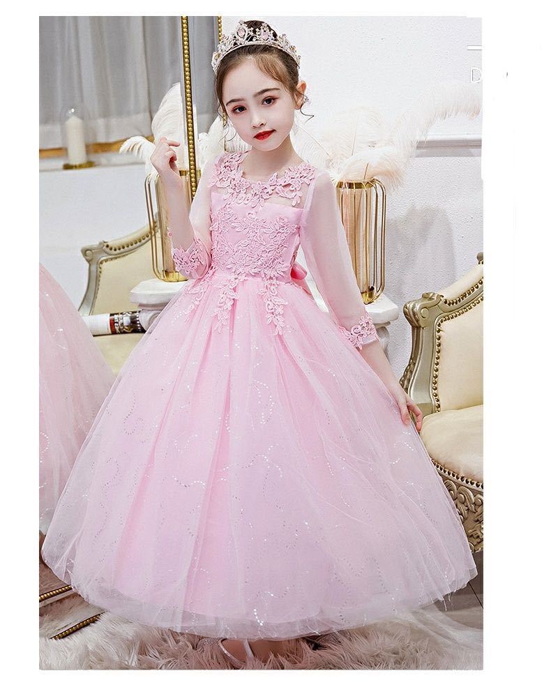  new goods 110. presentation wedding Kids long dress piano presentation musical performance . party dress The Seven-Five-Three Festival color dress . birthday memory photographing Kirakira pink 