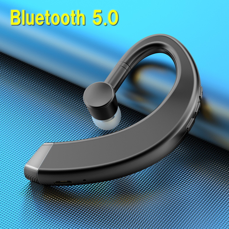 ワイヤレス Bluetooth 5.0 マイク付き イヤホン ブラック ロング ハンギング イヤー 防水 耳かけ_画像1