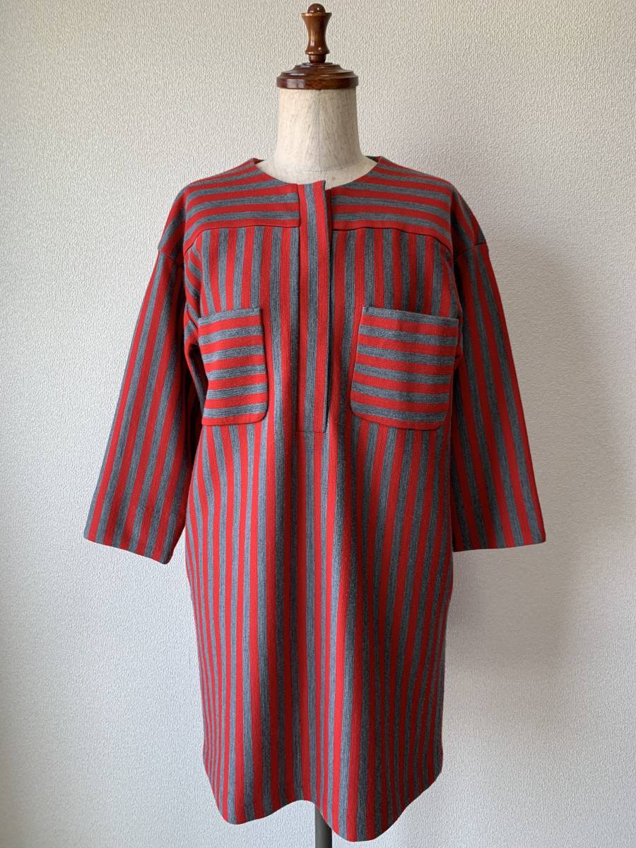 定価28.600 PAUL&JOE SISTER “Knit Jersey stripe Dress” ニットジャージー ストライプ チュニック ワンピース 38 ポール&ジョーシスター