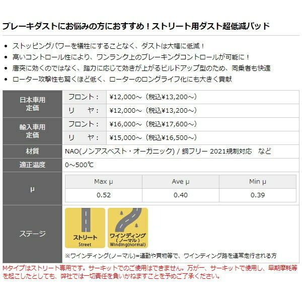 DIXCEL ブレーキパッド (フロント) M type RVR GA4W 11/10～12/09 341216 ディクセル_画像2