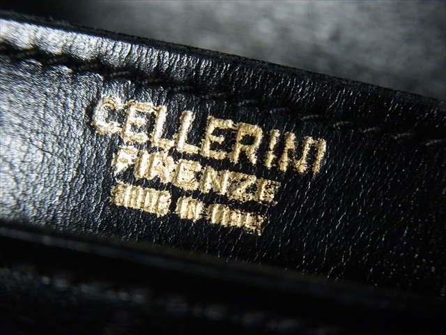 オーダー イタリア製 CELLERINI チェレリーニ カーフ レザー ハンドバッグ ショルダーバッグ 黒 ブラック ゴールド金具 王室御用達_画像9
