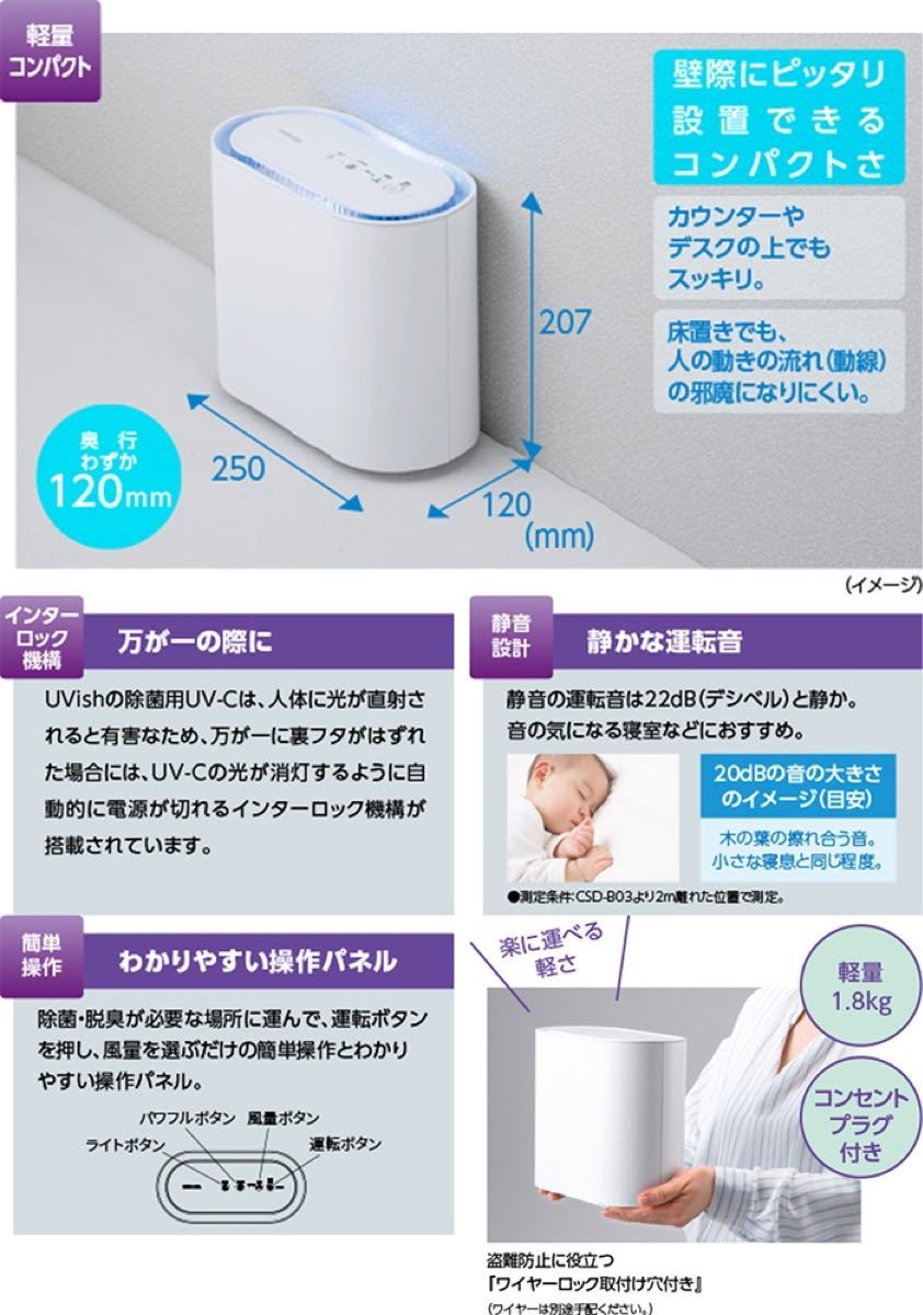 未使用品 TOSHIBA ウィルス抑制除菌脱臭用 UVーLED 光触媒装置 箱付