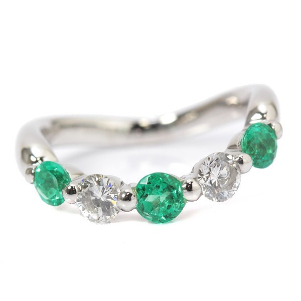 so-ting attaching!!0.45ct natural emerald diamond * ring ring Pt900 platinum 0.35ct approximately 4.3g 9 number 02688