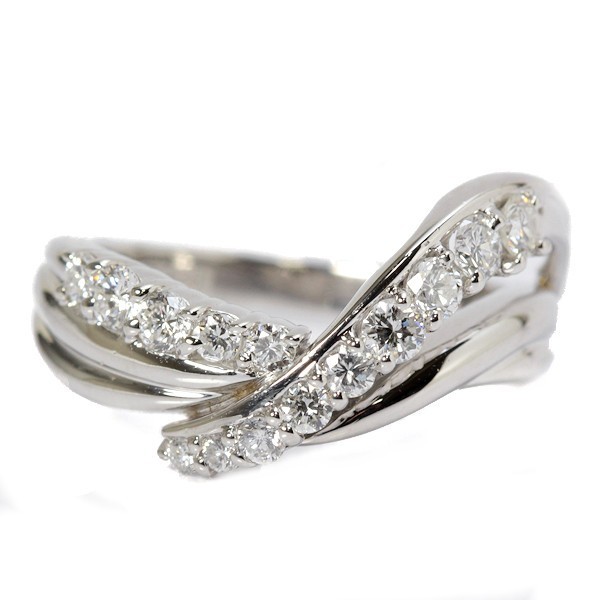 値下げ!】ダイヤモンド リング Pt900 0.58ct 10.5号 7.3g 流線形 指輪