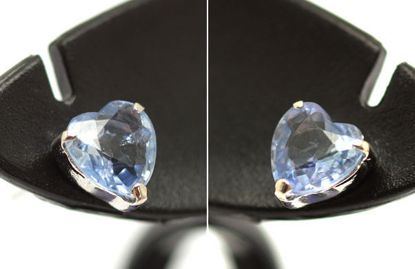 Pt900 в форме сердечка натуральный сапфир серьги 0.60ct/0.60ct голубой сапфир платина синий stud обе уголок сапфир 14912