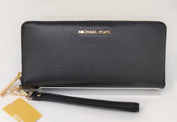 新品 未使用 マイケルコース 黒 長財布 Wallet BLACK ブラック ジェット セット トラベル ラージ ラウンド ジップ MICHAEL KORS